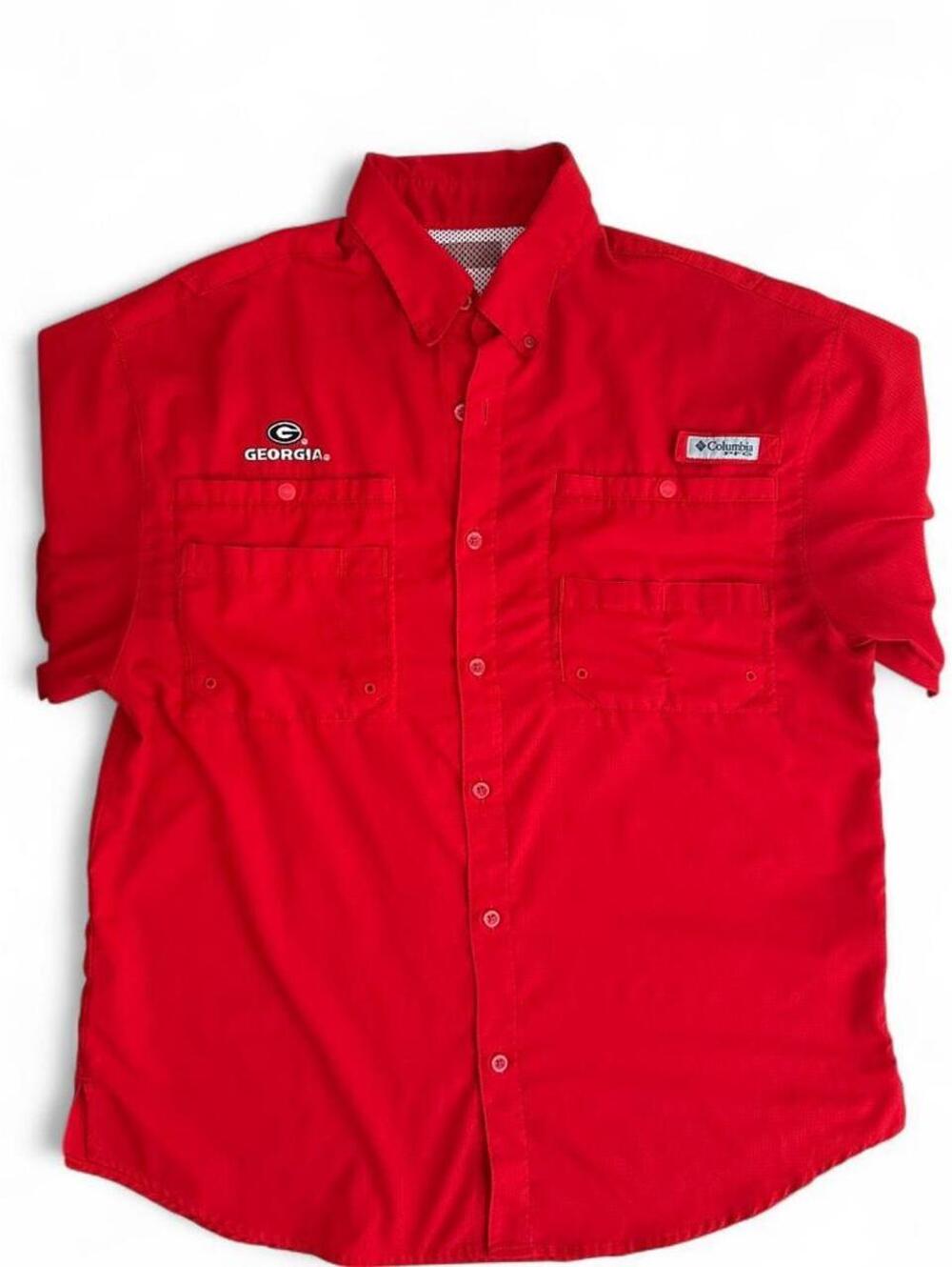 Columbia PFG Tamiami Georgia Bulldogs Shirt Men’s M UGA Fishing Short Sleeve